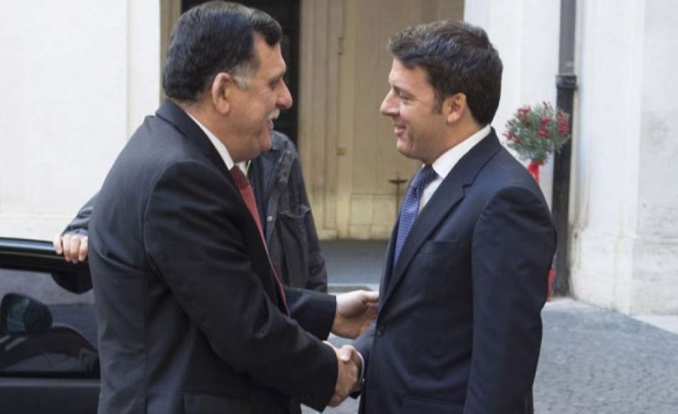 Italia-Libia: Matteo Renzi riceve a Palazzo Chigi il primo ministro libico Fayez al Sarraj