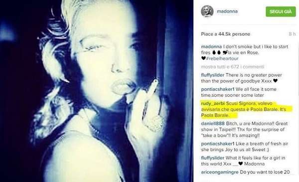 Madonna posta una sua foto su Instagram ma è di Paola Barale: l'ironia del web
